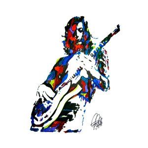 Jimmy Page Led Zeppelin Danelectro Guitar Music Poster Print Wall Art 11x17